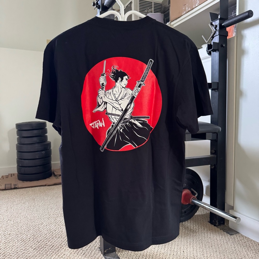 Black Bushido Samurai Graphic T-Shirt Size Large United Athle Y2K Vintage Look
